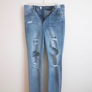 Express Distressed Super High Rise Skinny Jeans